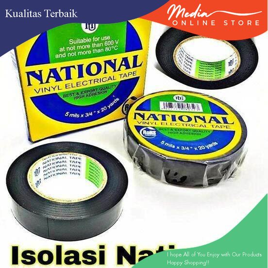 

Isolasi National | Grosir 10 Pcs | Ukuran : 5 mills x 3/4 " x 20 yardsKUALITAS TERBAIK