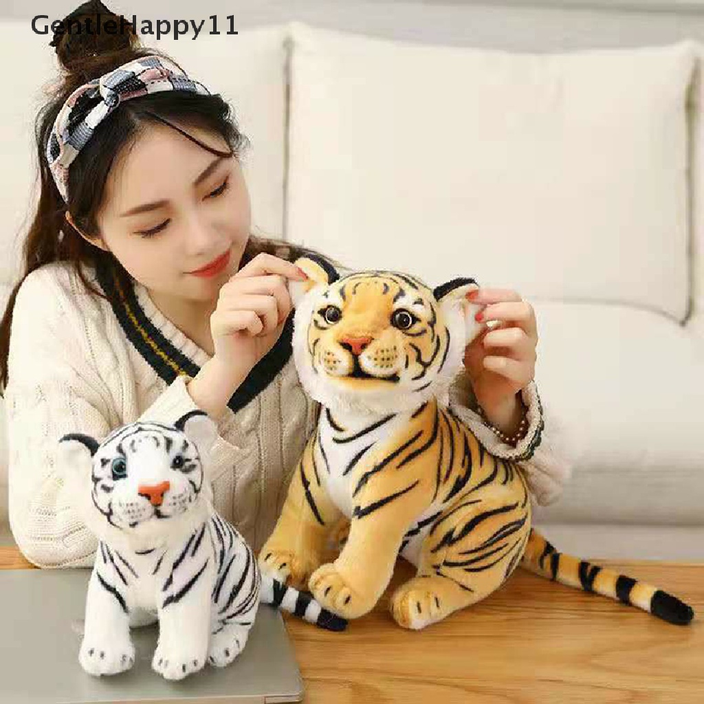 Gentlehappy 23-33 cm Cute lifelike Tiger Stuffed Animals White Tigers Mainan Mewah Real-life Wil id