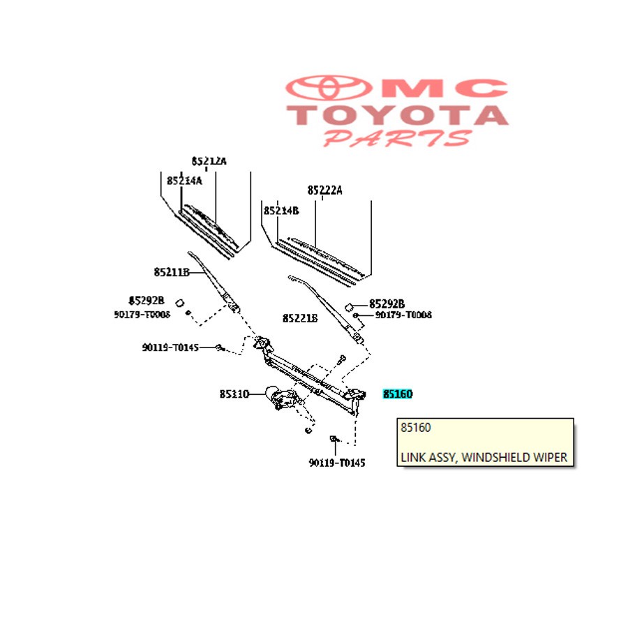 Wiper LInk Assy Depan Fortuner Hilux 85150-0K011