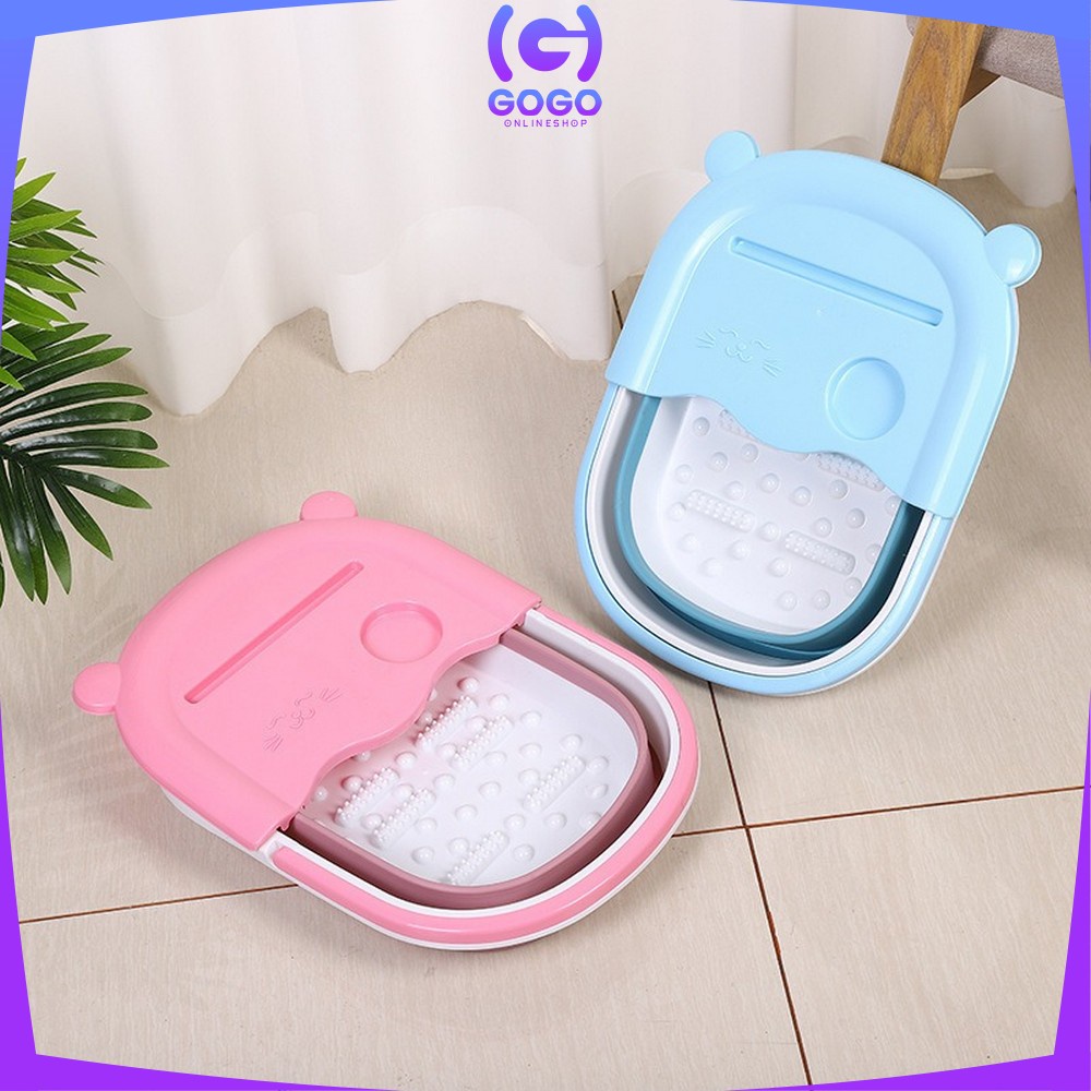 GOGO-C538 Ember Lipat Baskom Plastik Motif Beruang Portable Multifungsi / Baskom Rendam Pijat Kaki Refleksi Foldable / Ember Cuci Kaki Spa Pedicure Bear