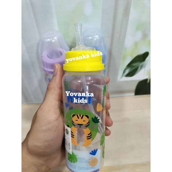 Paket Botol Huki Dengan Sedotan BPA Free 240Ml/DOT Nipple Gepeng Dan sedotan