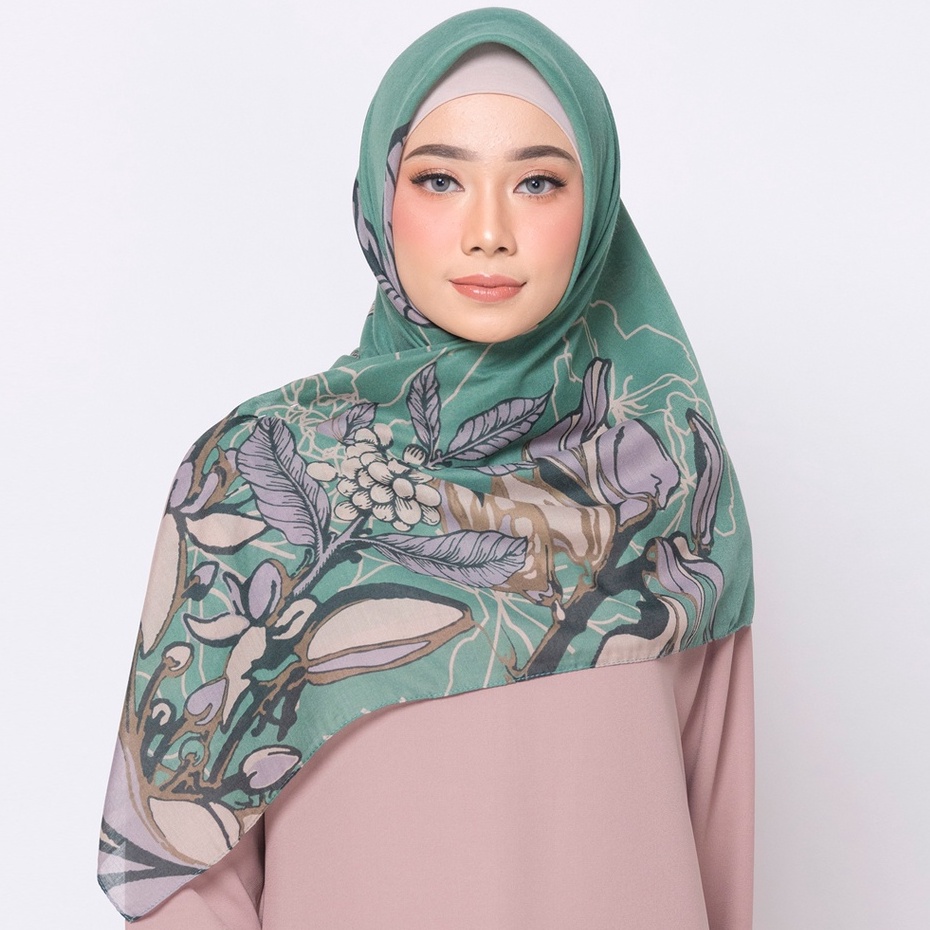 Anniversary Sale  - ZM Zaskia Mecca - Adonara Green Scarf Kerudung Segi Empat