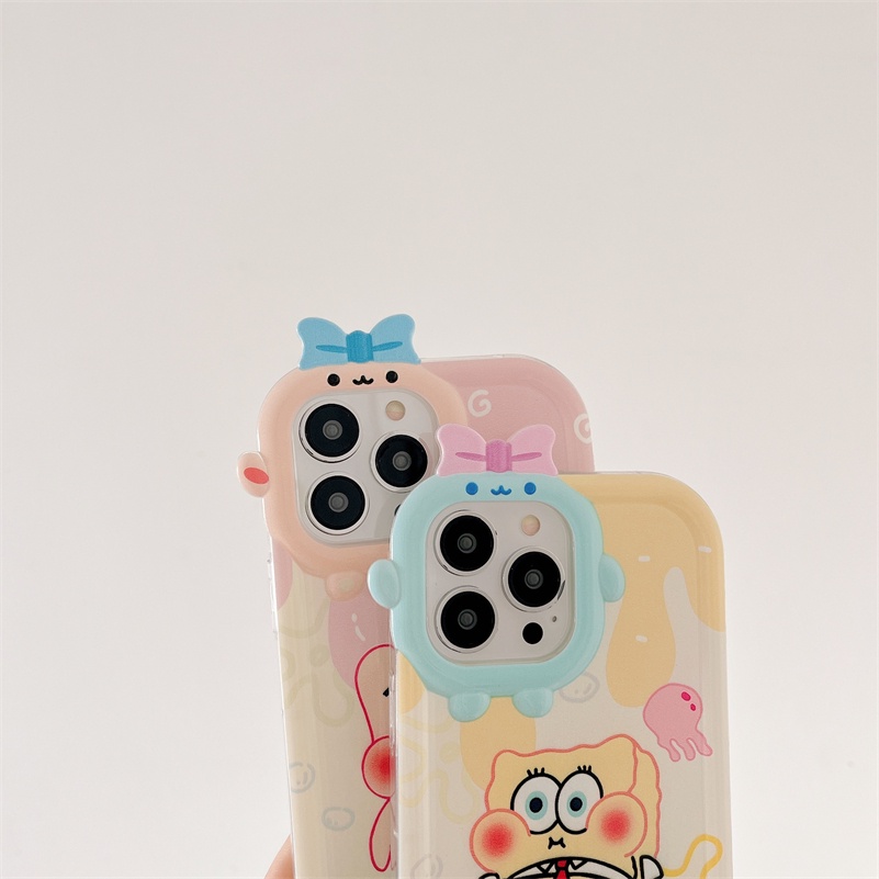 Soft Case Silikon Motif SpongeBob Untuk iPhone 14 13 12 11 Pro Max X Xr Xs Max 7 8 6 6s Plus SE 2020