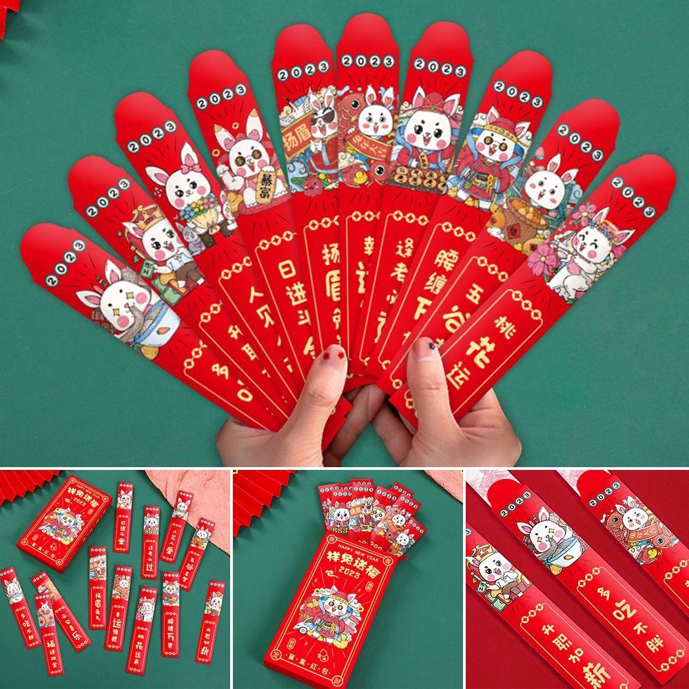 R-flower 12pcs Amplop Merah Banyak Motif Wishing Red Envelope Hadiah Tahun Kelinci Paket Merah