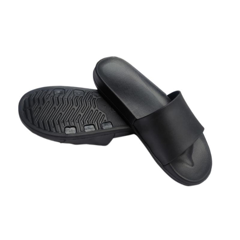 Sandal Slop Hitam Pria Sandal Slide Full Hitam Phylon Enteng Awet Kuat Upper Lock System Karet Rubber