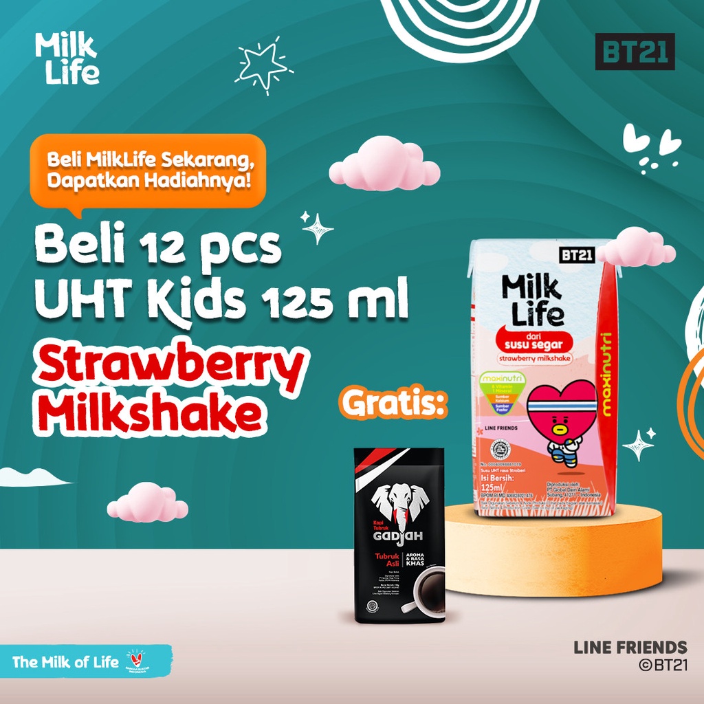 

MilkLife UHT Kids Strawberry Milkshake 12 Pcs @115 ml