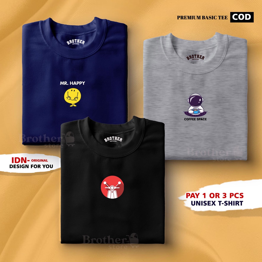 BUY 1 OR 3 PCS ( PROMO COD ) BROTHER STORE / Kaos Distro100% Catoon Combed 24s Tebal / Articel KING SMILE