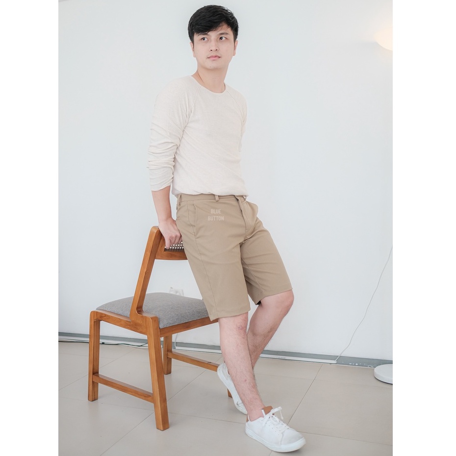 BlueButton Celana Pendek Pria | Short Pants | Board Short | Celana Pendek Chino Brown