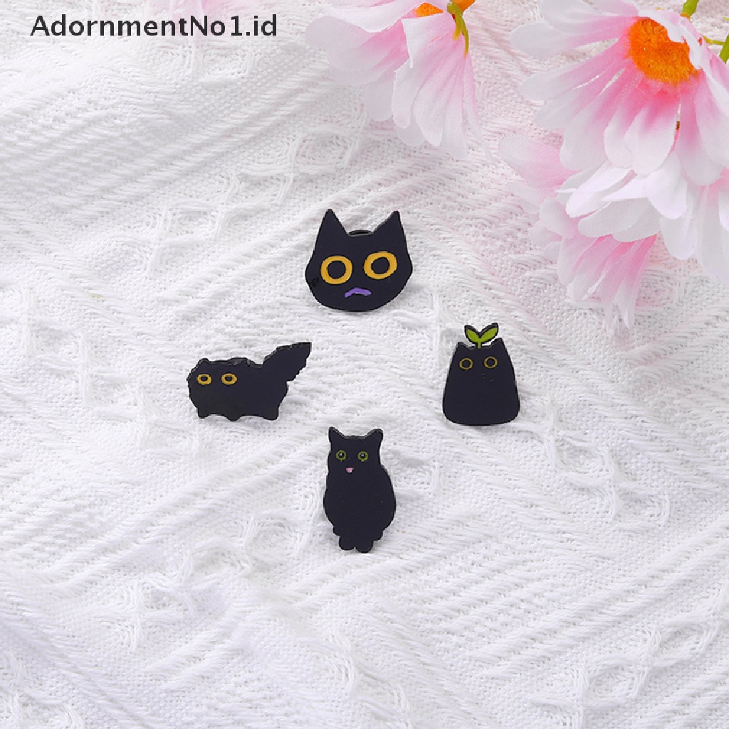 Bros Pin Enamel Bentuk Kartun Hewan Kucing Hitam Kecil Bahan Logam Gaya Punk No1 Untuk Aksesoris