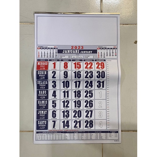 Kalender Dinding 2023 - Calender 12 Lembar Ukuran 32 cm x 48 cm