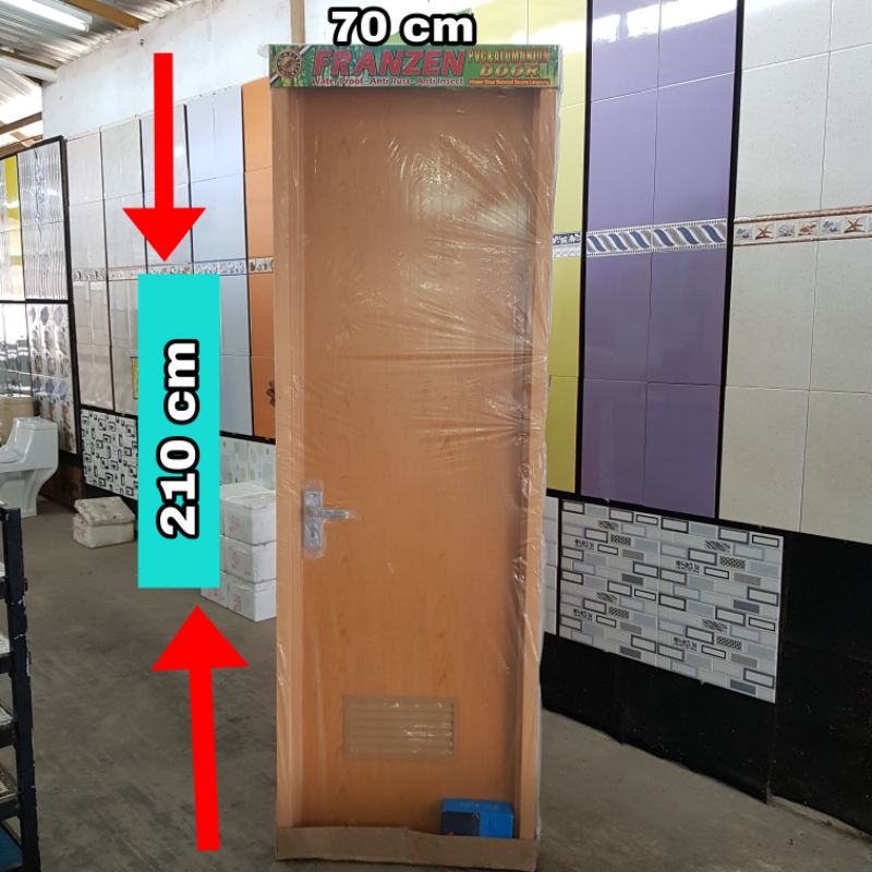 pintu kamar mandi/pintu rumah/pintu pvc kanan 210x70 coklat