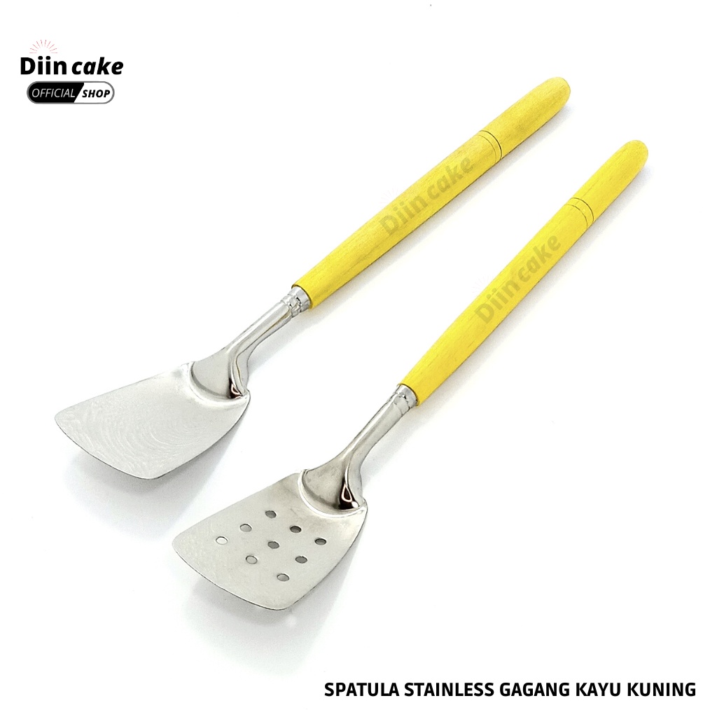 Spatula / Sodet / Sutil Stainless Gagang Kayu Kuning