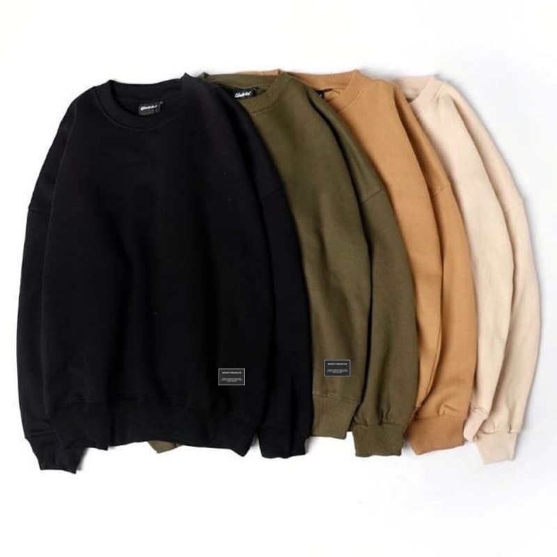 SWEATER POLOS OVERSIZE L-XLXXL | CREWNECK SWEATER BASIC POLOS | UNISEX PRIA WANITA