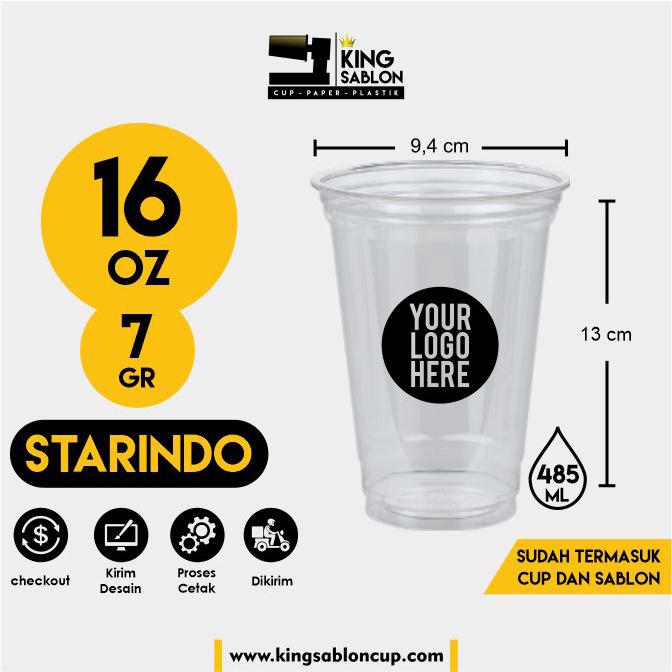 Sablon cup 16oz 7gr datar sablon gelas flat