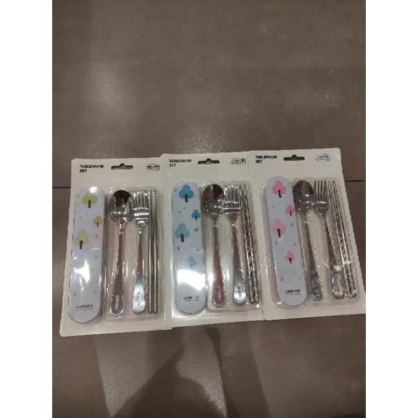 cutlery set Sendok Garpu Sumpit miniso
