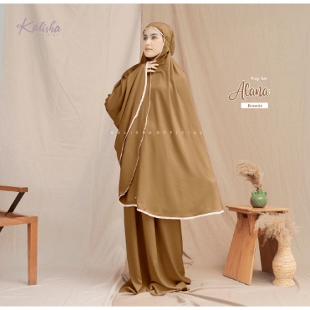 Kalisha - mukena katun polos dewasa renda alana premium traveling