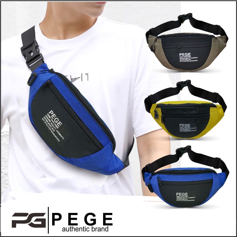 Pege 8835 - Tas Selempang Waistbag Slingbag bahu Pria Model kombinasi 2 Warna