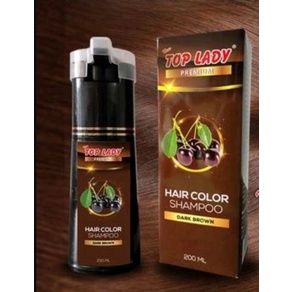 ☘️Yuri Kosmetik☘️TOP LADY PREMIUM HAIR COLOR SHAMPOO 200ML BLACK &amp; DARK BROWN BPOM