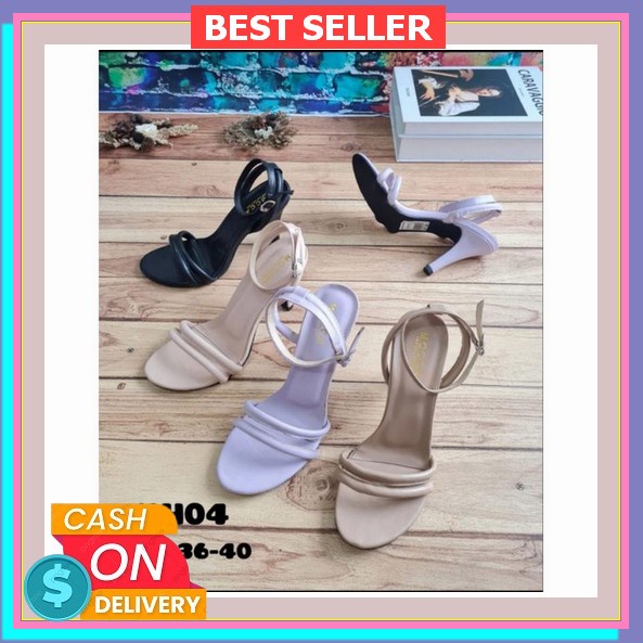 Heels Wanita Selop Hak Tahu Branded Cheryl&Co Original Sendal Heels Pesta Variasi Kupu Premium Quali