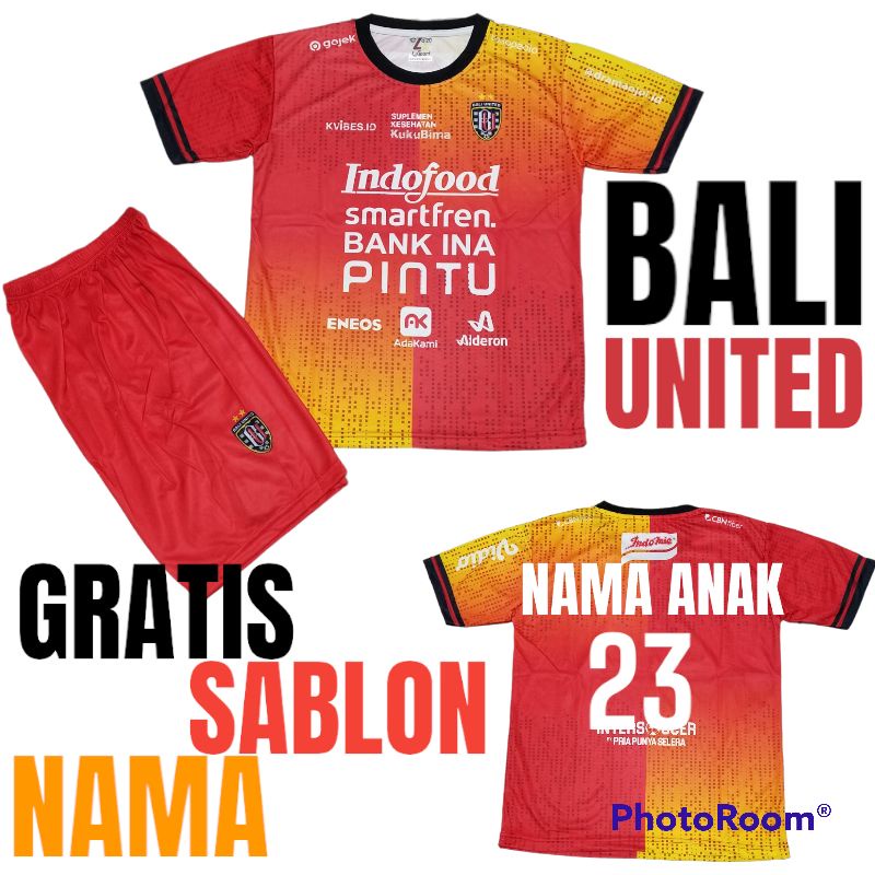 SETELAN JERSEY BOLA  BALI UNITED UMUR 5-12THN/JERSEY BOLA BALI UNITED