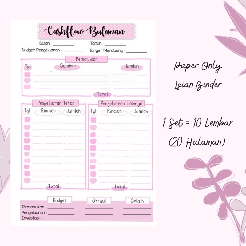 

CASHFLOW BULANAN FINANCIAL PLANNER