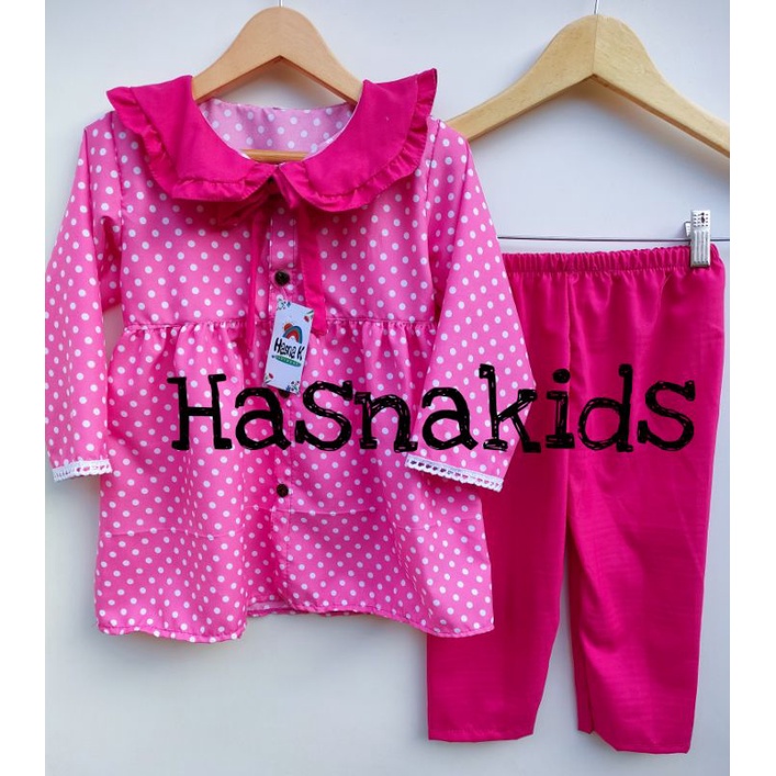 SETELAN ZAVINA MOTIF POLKADOT 2-8TAHUN || SETELAN HARUKA || TUNIK POLKADOT || SETELAN ANAK PEREMPUAN