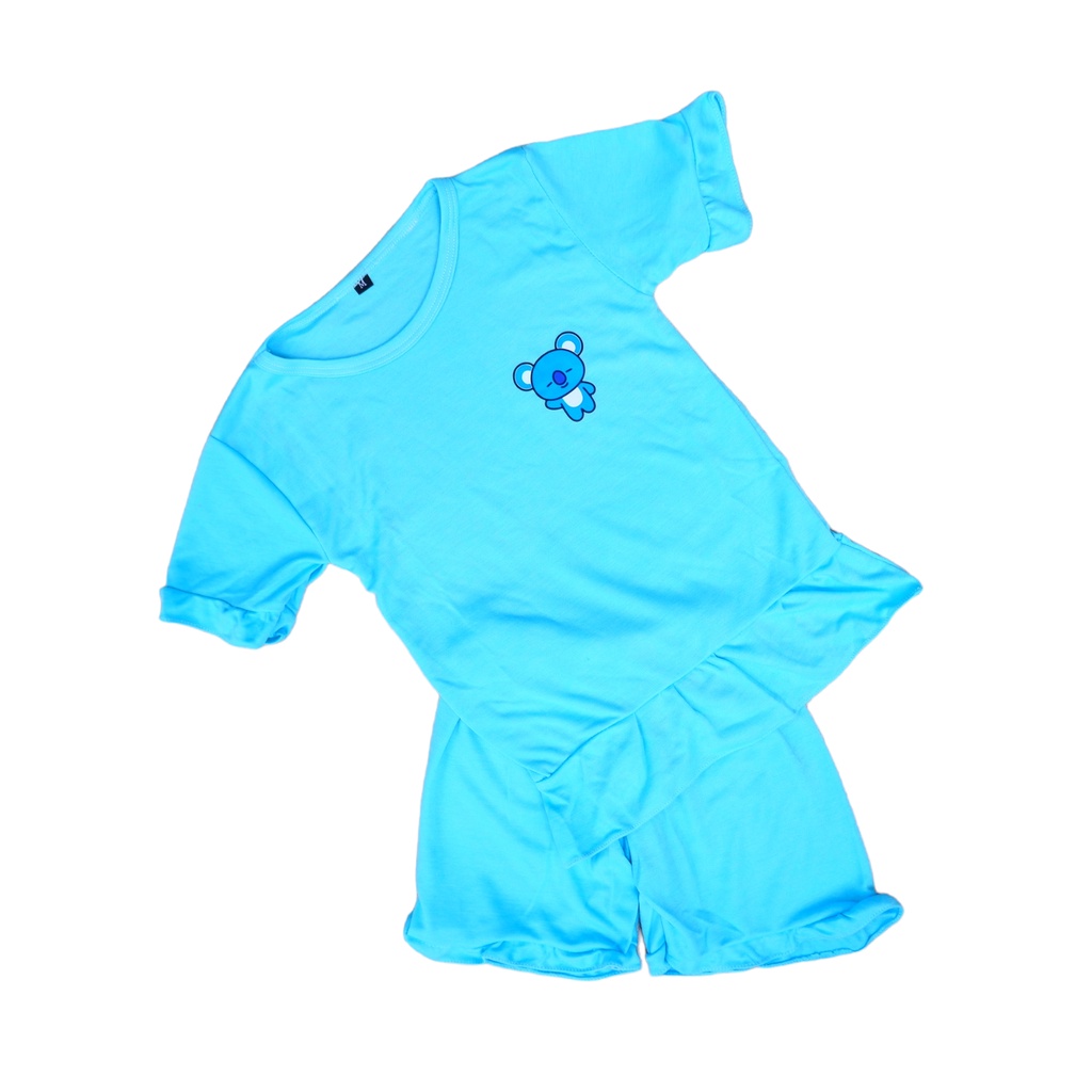 Setelan Ruffle Bayi Anak Perempuan Karakter BTS / Setelan Anak Perempuan 0-6 Tahun Murah