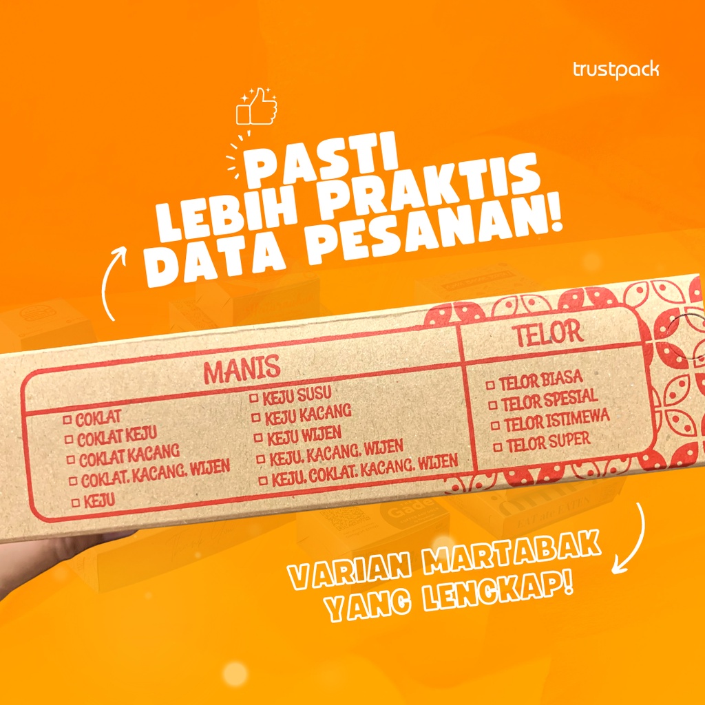 BOX DUS KRAFT KOTAK ROTI MARTABAK 21 x 13,5 x 4 LAMINASI MOTIF MERAH