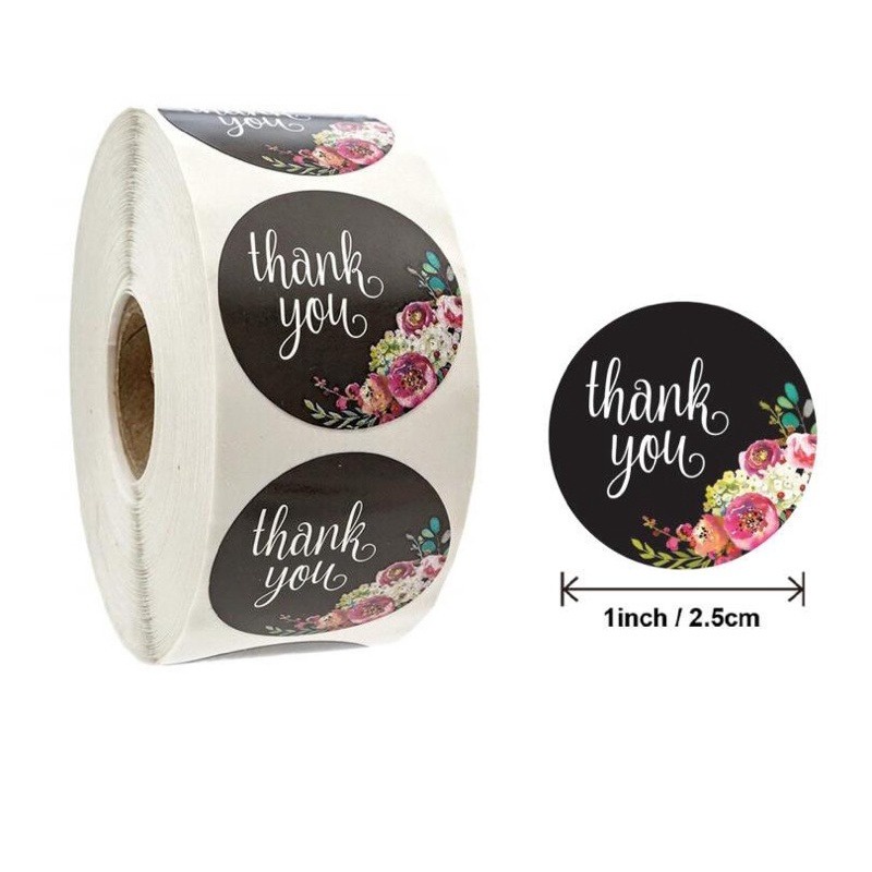 Sticker Label Thank you ukuran kecil 2.5 cm 50 pcs Stiker Terima Kasih Segel Kemasan Amplop