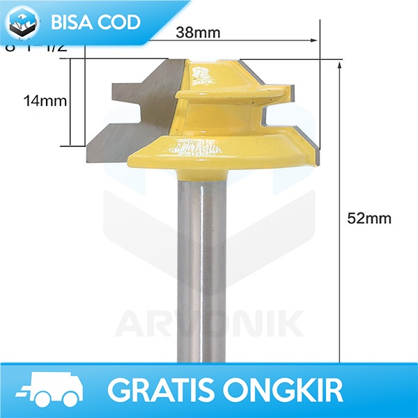 MATA PROFIL PENYAMBUNG KAYU MATA BOR DRILL BIT 45 DEGREE 8MM 1/2INCH