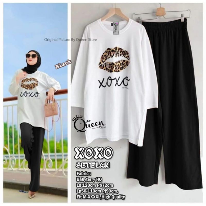 XoXo set setelan blouse dan celana 2 in 1 madame