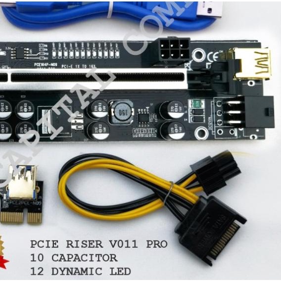 PCIE RISER CARD x16 VER 011 -10 Capacitor - 011PRO BLUE