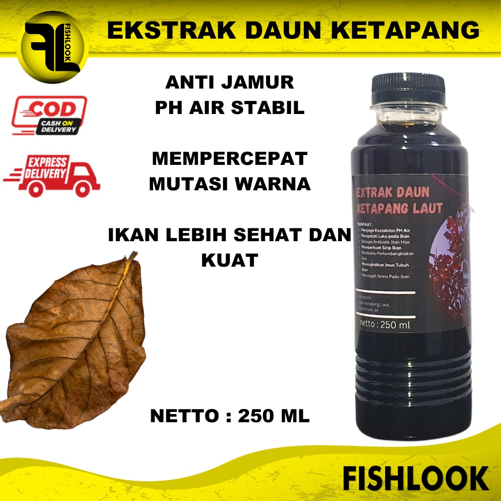 Ekstrak Daun Ketapang Asli Aquascape Aquarium Perawatan Ikan Hias Channa 250ML