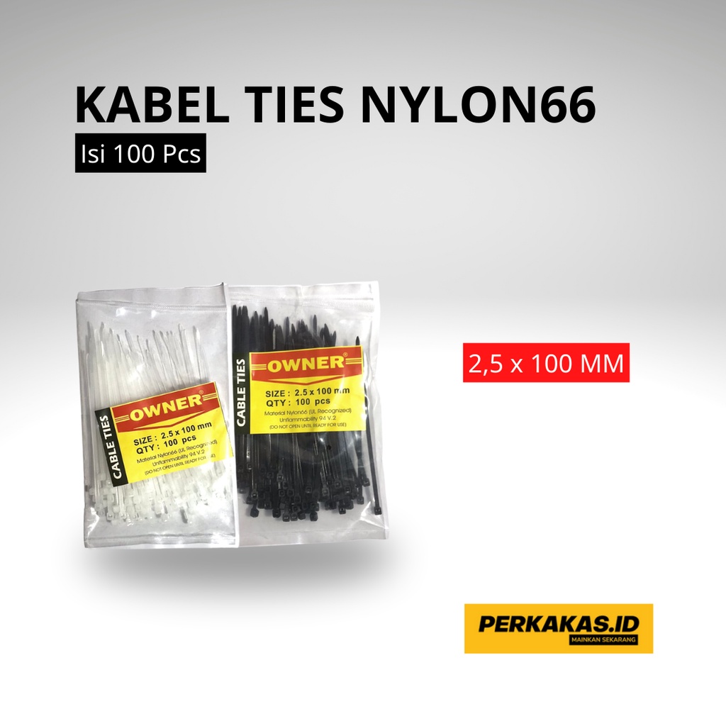 Kabel Ties Hitam Putih 10cm 15cm 20cm 25cm 30cm Isi 100Pcs OWNER