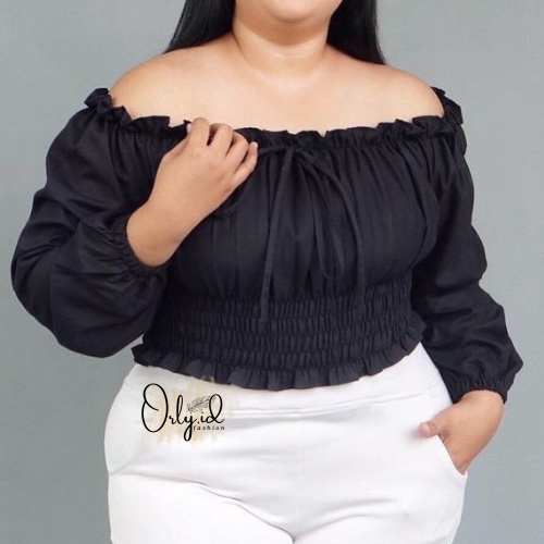 S-XXXXL CAROL Baju sabrina Baju Atasan Sabrina Wanita Jumbo Crop Top Korean Style Blouse Lengan Panj