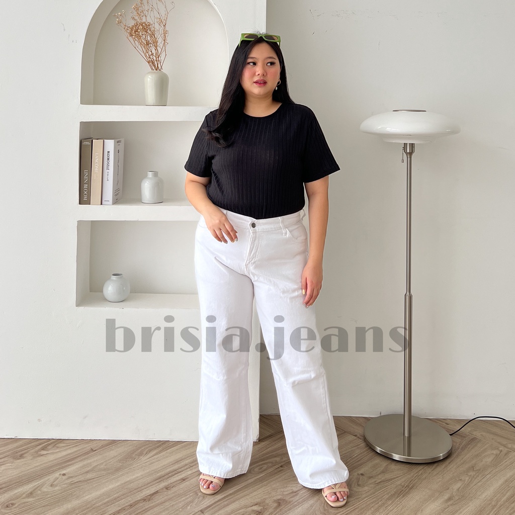 [SIZE 34-38] WENDY Boyfriend Jeans JUMBO - WHITE / BIGSIZE