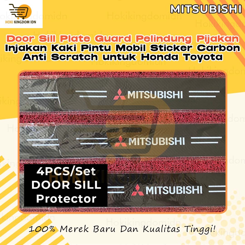 4pcs Carbon 3D Door Sill Plate Guard Pelindung Pijakan Injakan Kaki