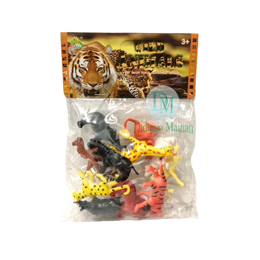 Mainan hewan karet edukasi anak binatang miniatur figure wild animal set 12 pcs