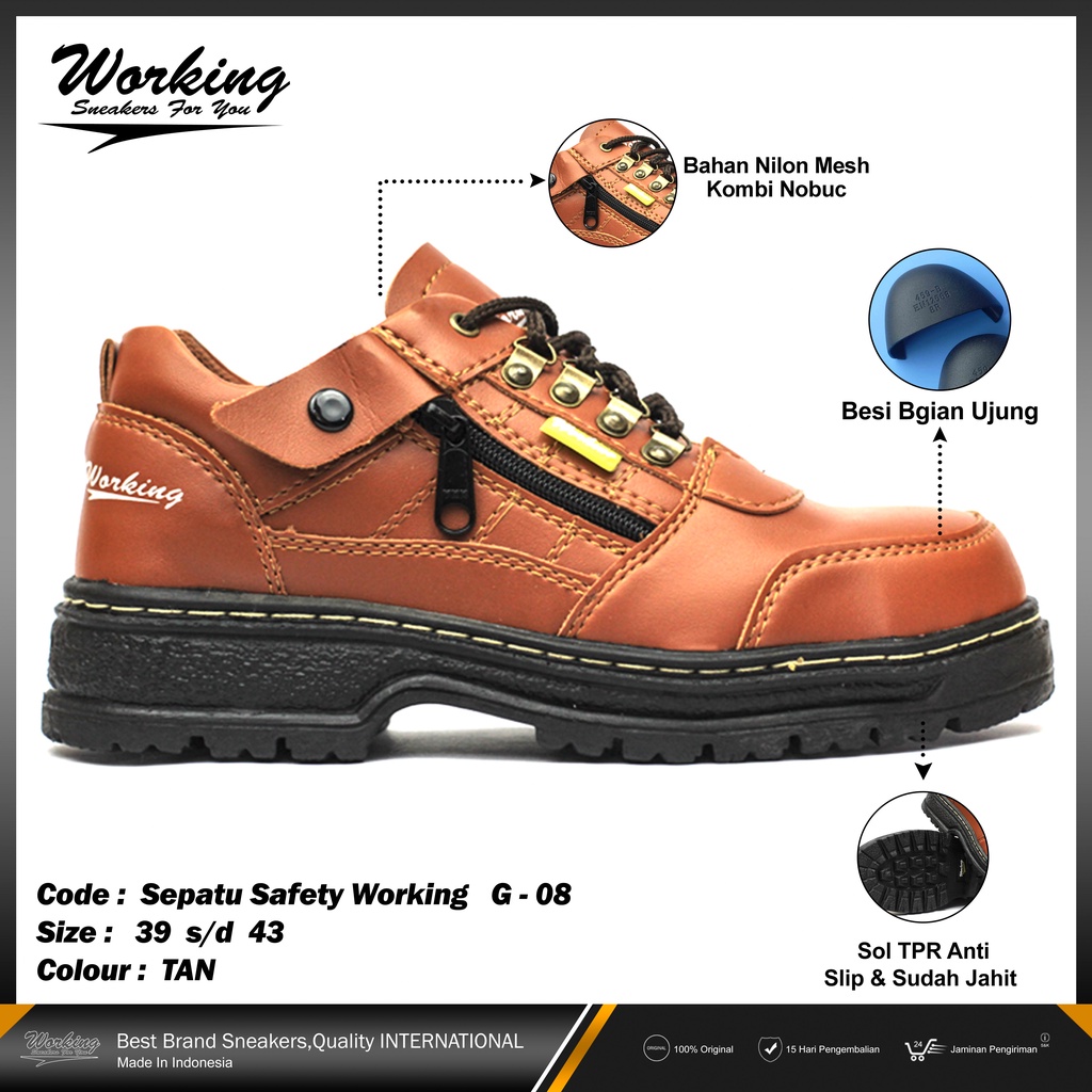 Sepatu Safety Ujung Besi Working G-08 Original 100%