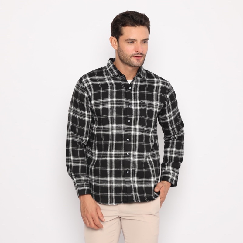 Code Male - Arthur Kemeja Flanel BlackGrey Slimfit