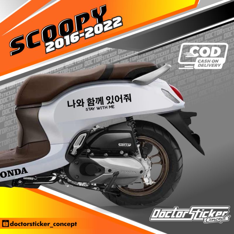 Custom Sticker nama Korea body motor Scoopy matic