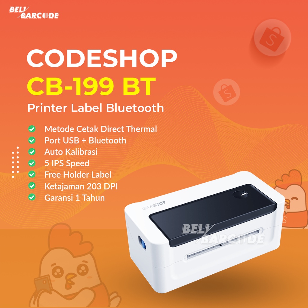 CODESHOP CB-199BT Printer Barcode Cetak Label CB199BT