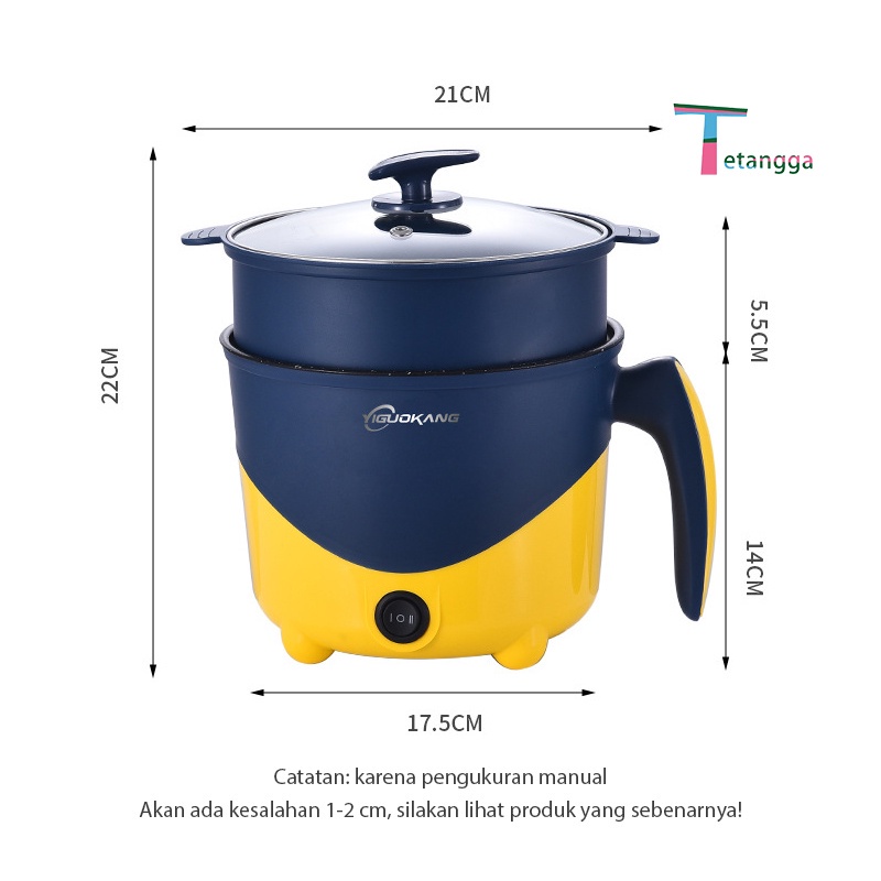 Panci Listrik Portable Fry Pan/Panci Listrik Multifungsi Free Kukusan Lapis Keramik Cooking Pot/1.8L