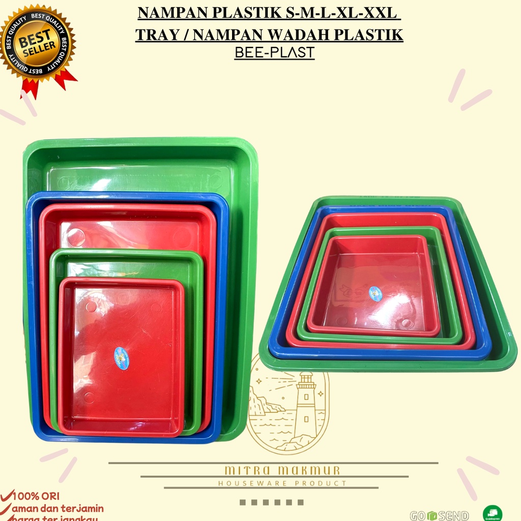 PROMO!! NAMPAN PLASTIK WARNA TEMPAT SAJI MAKANAN BAKI PLASTIK TANTOS WADAH