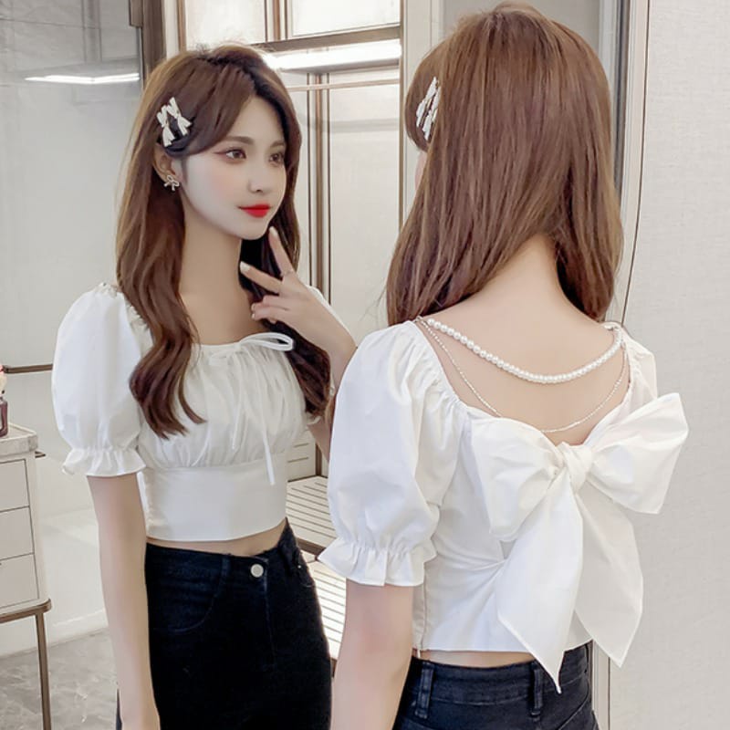 FWG - BLOUSE BACK RIBBON / BLOUSE WANITA KOREA / BLOUSE MURAH / BLUS / ATASAN WANITA / PAKAIAN WANITA TERBARU 2023