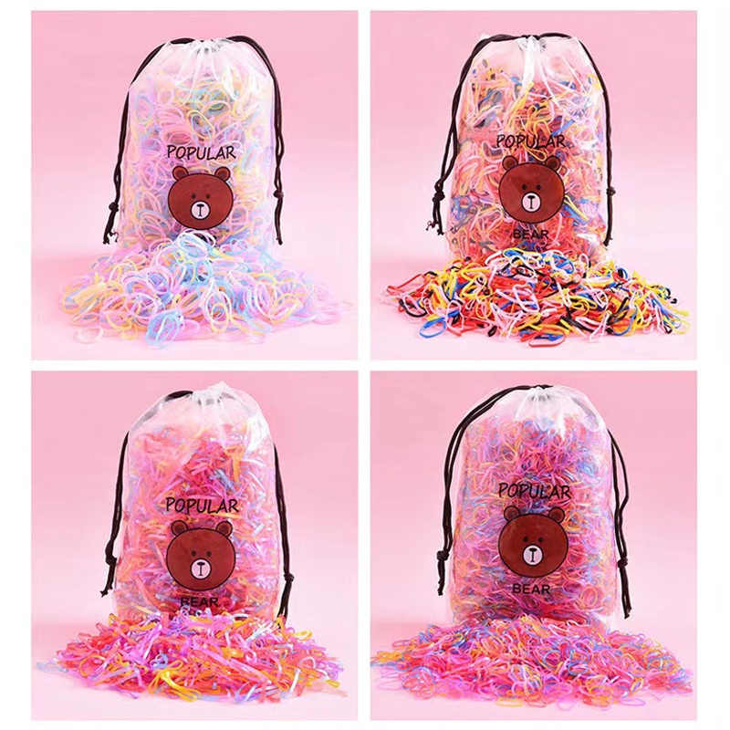 FREE POUCH - 2000PCS Ikat Rambut Karet Jepang Anak / Ikat Rambut Elastis Murah