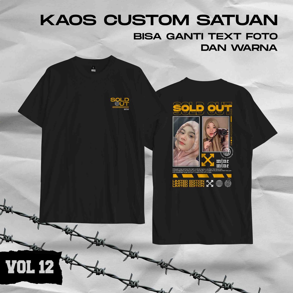 Kaos Sablon Desain Sendiri Depan Belakang Premium Vol 12