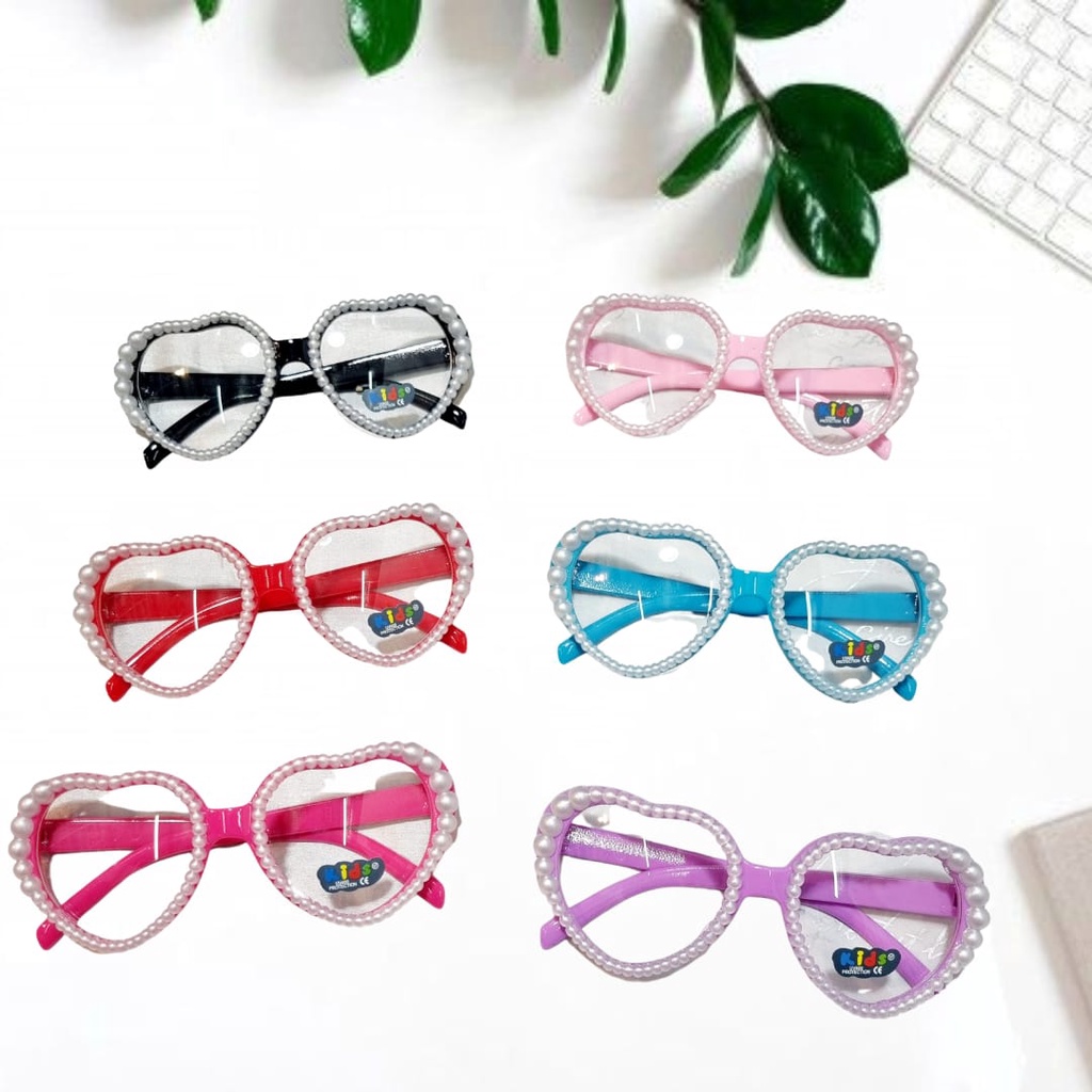 KACAMATA ANAK PEREMPUAN LOVE SUNGLASS MOTIF MUTIARA FASHION KOREAN