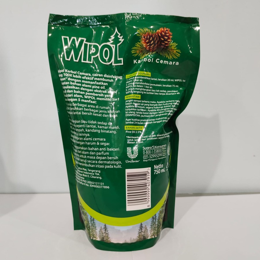 Wipol Karbol Cemara Cairan Pembersih Lantai 750 ml / Refill