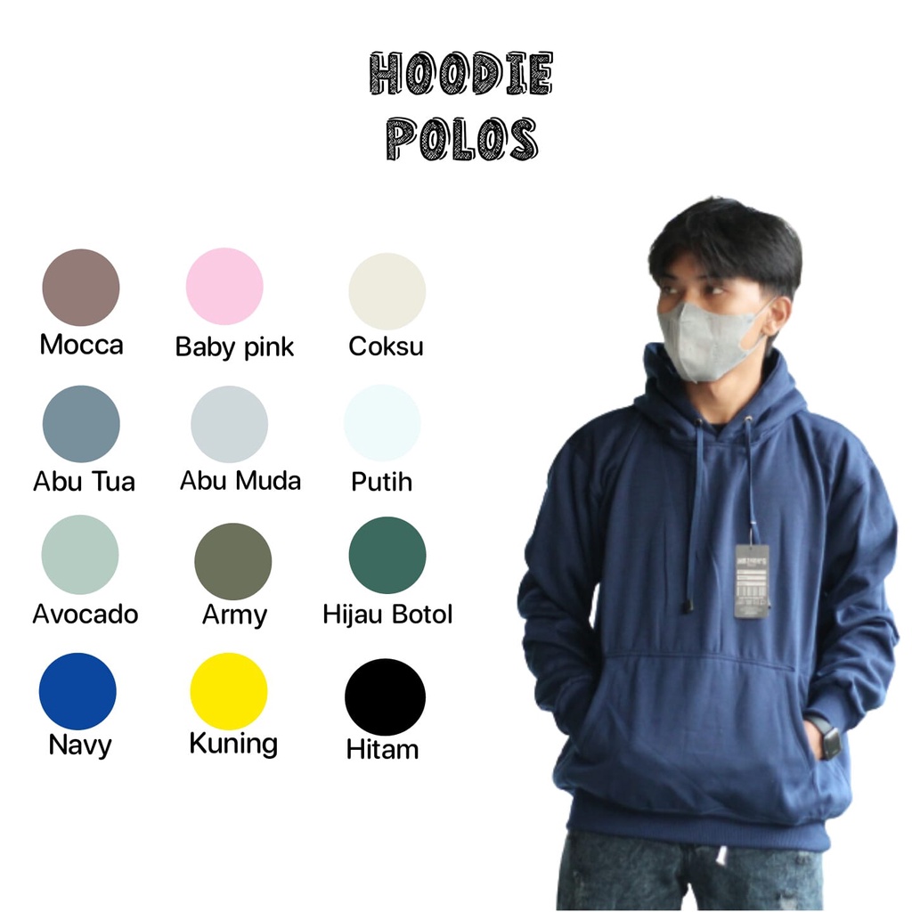 Sweater Hoodie Polos Cowok Cewek - Jaket Switer Polos Pria Wanita All Size / Ukuran M L XL XXL XXXL 